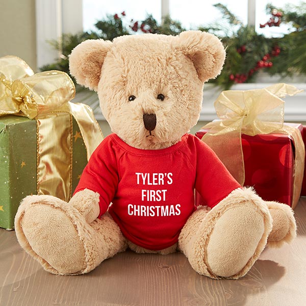 ANY NAME-Cute Teddy Design PERSONALISED CHRISTMAS TEDDY BEAR & SANTA SACK