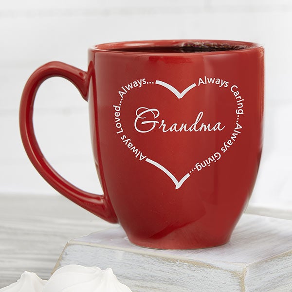 Always Loved Personalized Red Heart Coffee Mugs - 6492
