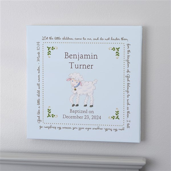 Christian Lamb Personalized Baptism Blessings Canvas Gift - 6495