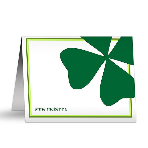 Irish Shamrock Personalized Note Cards - 6583