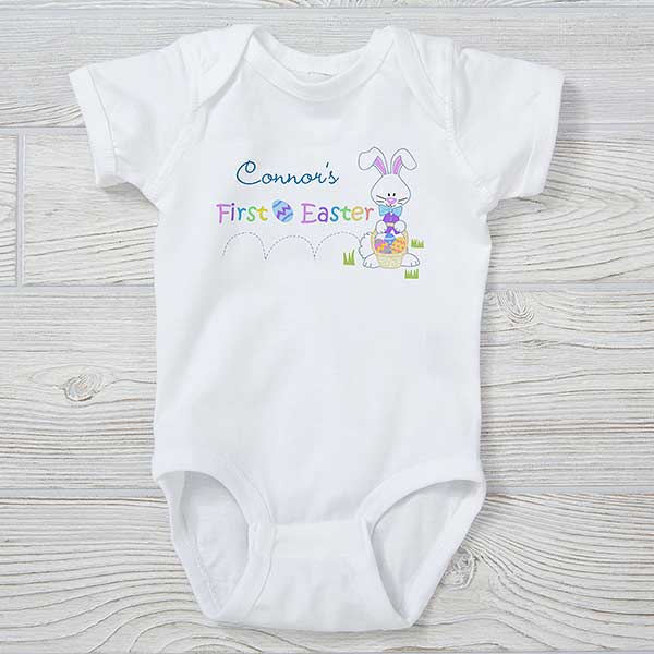 Adorable Rabbit Design Custom Personalized Baby One Piece Body Suit for Easter