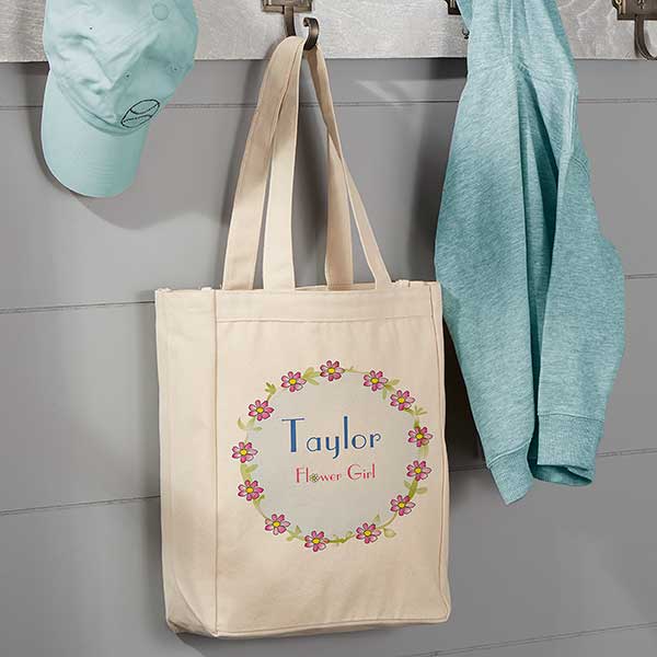 Flower Girl Personalized Small Canvas Tote Bag - Wedding Gifts