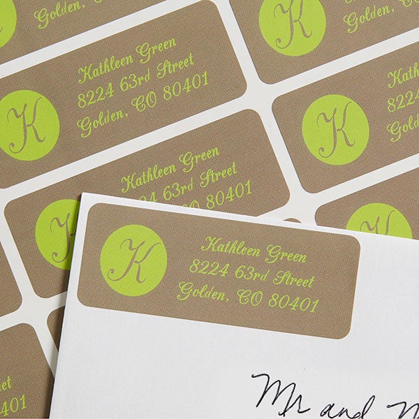 Printed Return Address Labels With Custom Initial