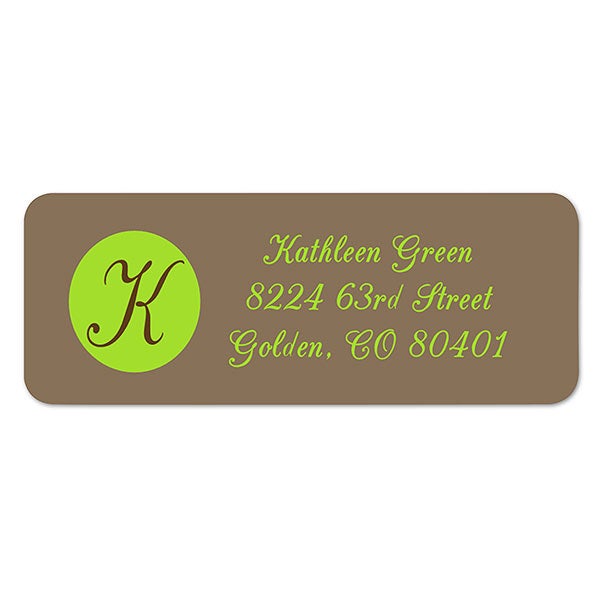 Printed Return Address Labels With Custom Initial - 6904