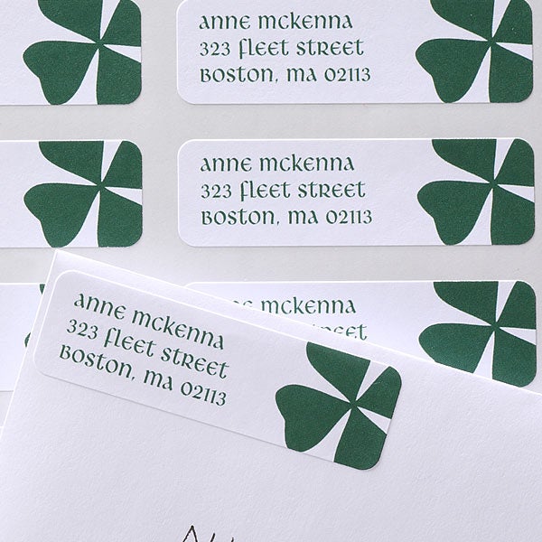 Four Leaf Clover Custom Irish Address Labels