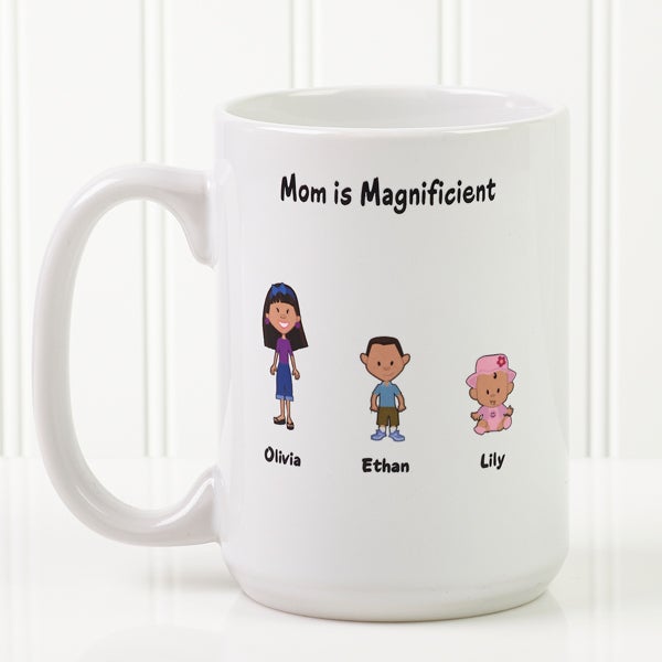 Personalized Large Coffee Mugs - Family Cartoon Characters