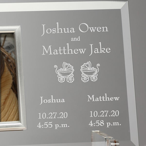 Personalized Twin Baby Picture Frame Engraved Glass Baby Frame