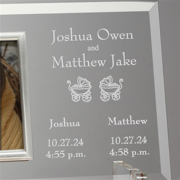 Personalized Twin Baby Picture Frame Engraved Glass Baby Frame