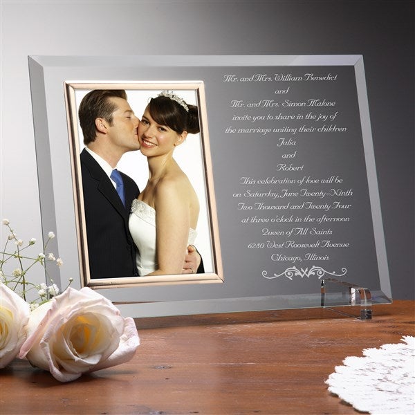 Personalized Wedding Invitation Glass Picture Frame - 7027