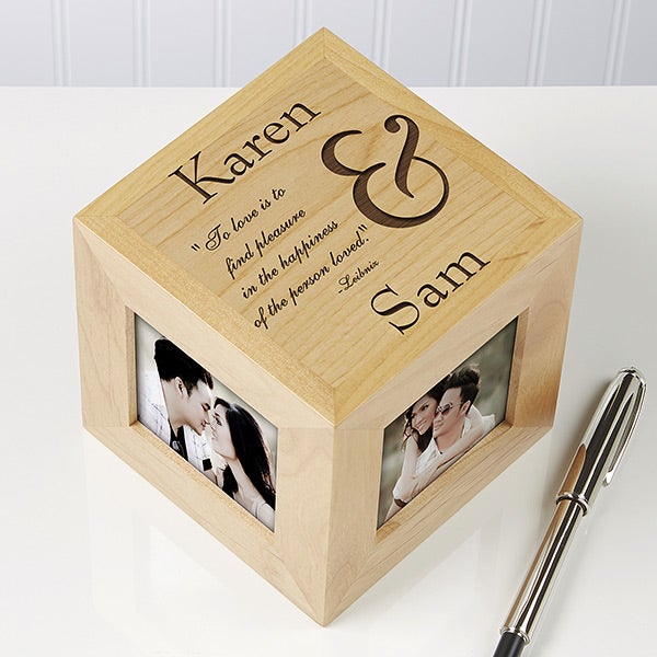 Personalized Wood Photo Cube - To Love You - 7032