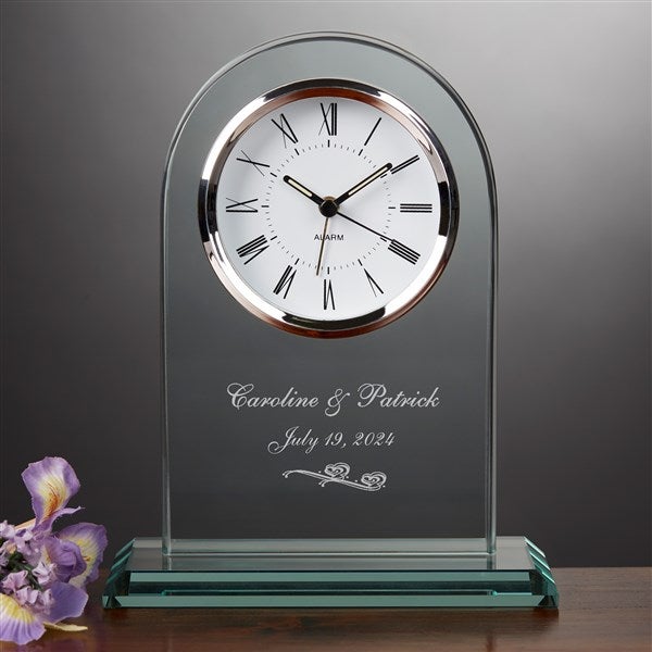 Personalized Glass Wedding Clock Everlasting Love Design