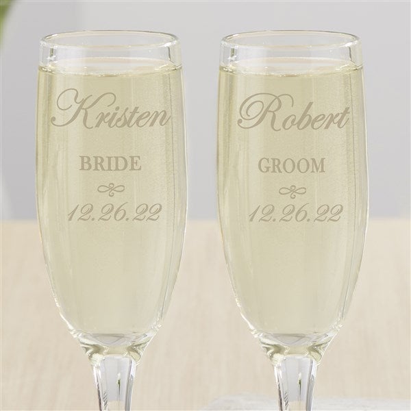Personalised Champagne Flutes Glasses Engraved Wedding Gifts for Bride and Groom 