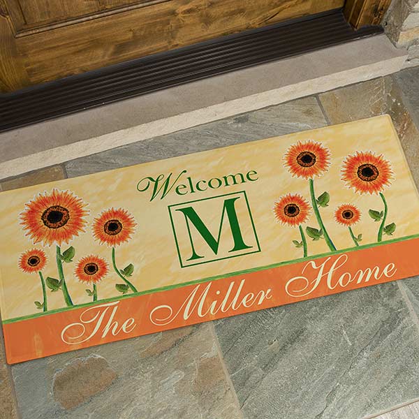 Large Personalized Door Mats Summer Sunflowers