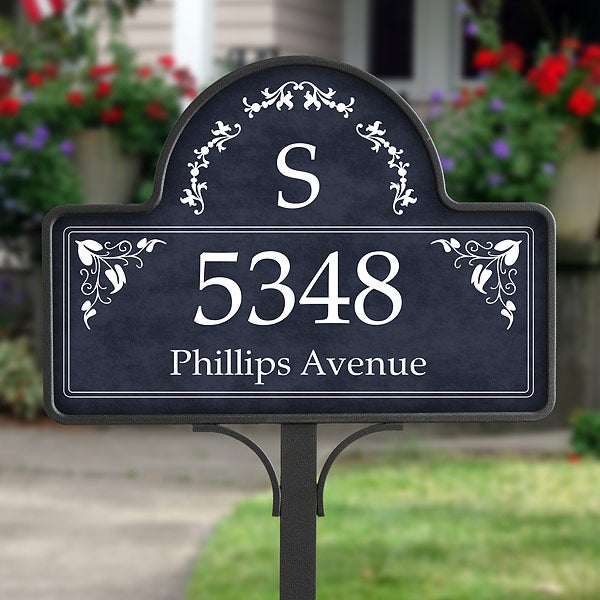 7152 Elegant Monogram Address Garden Sign