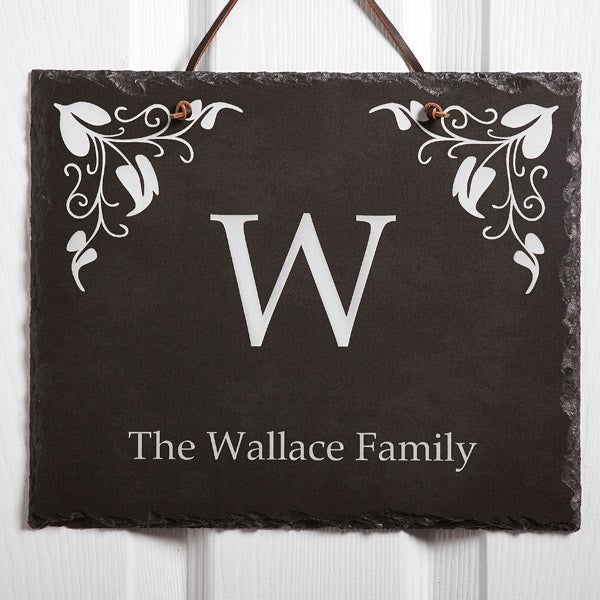 7199   Elegant Monogram Personalized Slate Plaque 