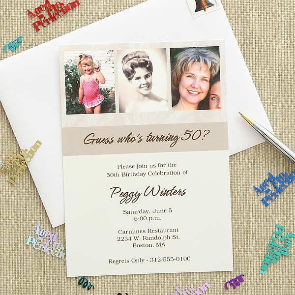Personalized Then & Now Photo Birthday Party Invitations - 7254