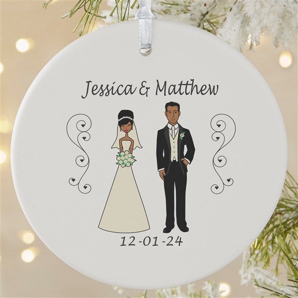 Personalized Christmas Ornaments - Bride and Groom Characters - 7265