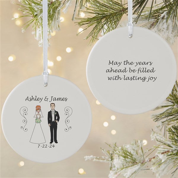 Personalized Christmas Ornaments - Bride and Groom Characters - 7265