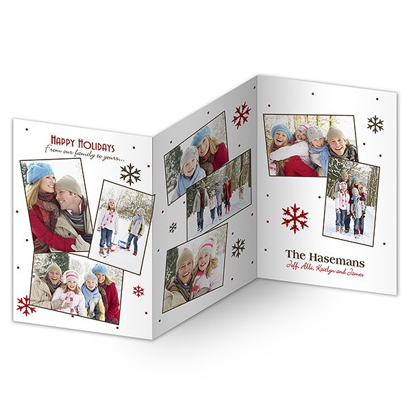 Photo Collage Personalized Three Panel Christmas Cards - 7315