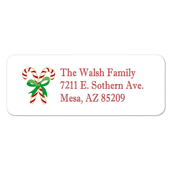 Personalized Christmas Return Address Labels - Candy Cane - 7353