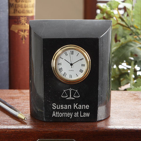 Personalized Attorney At Law Marble Desk Clock - 7611