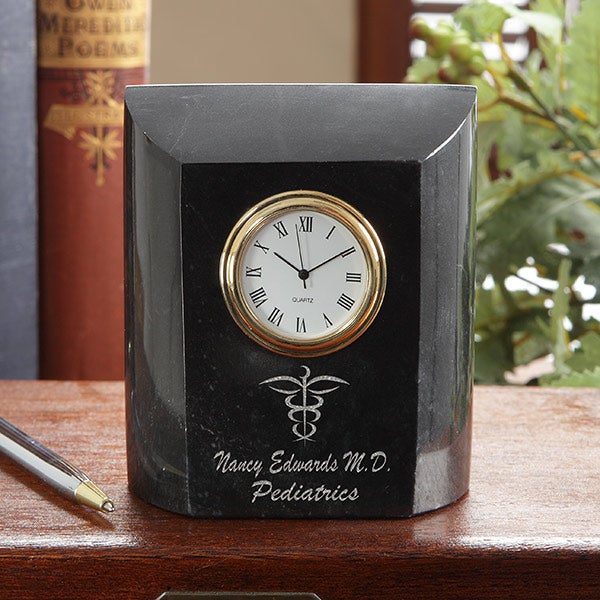 Personalized Medical Doctor Marble Desk Clock - 7612