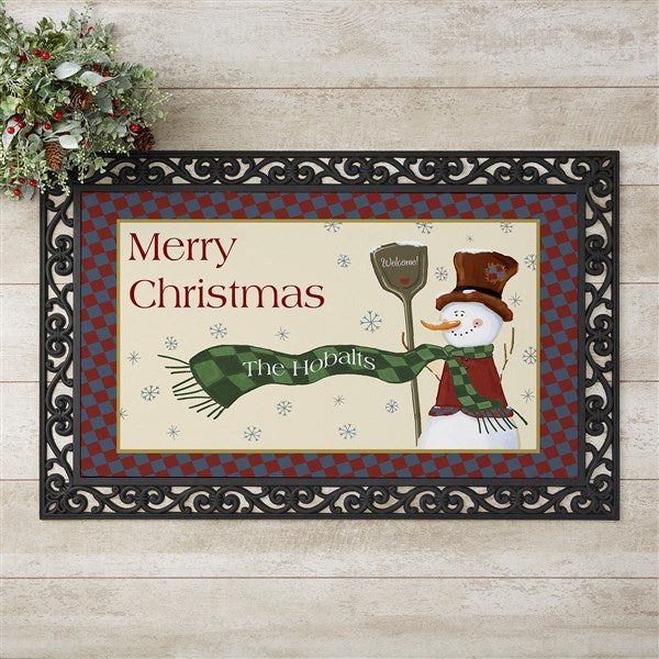 Personalized Snowman Holiday Doormat - Let It Snow - 7643