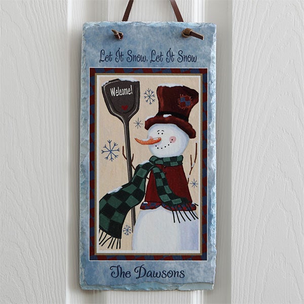 Old Fashioned Snowman Personalized Slate Wall Plaque - 7644