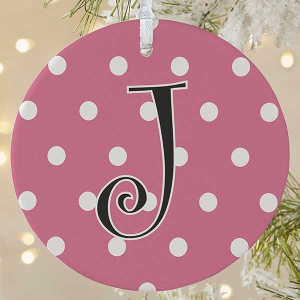 Personalized Christmas Ornament - Polka Dots - 7704