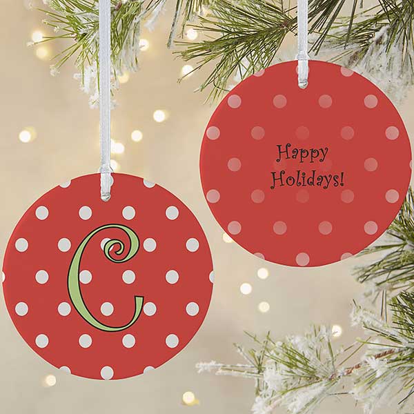 Personalized Christmas Ornament - Polka Dots - 7704