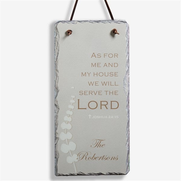 Personalized Christian Wall Plaque - We Will Serve The Lord Slate Sign - 7775