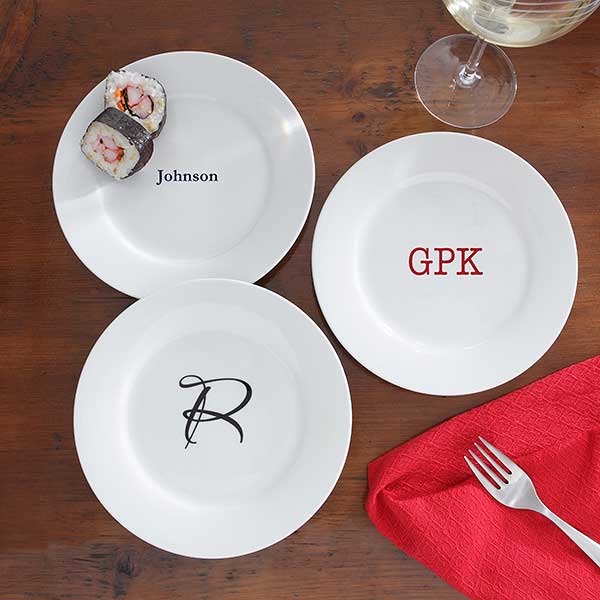Personalized Hors D'oeuvre Plates with Custom Monogram - 7784