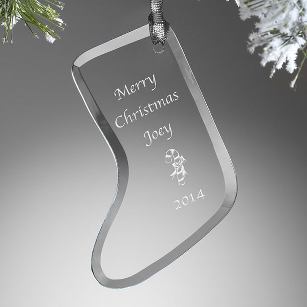 Personalized Christmas Ornaments - Glass Christmas Stocking - 7787