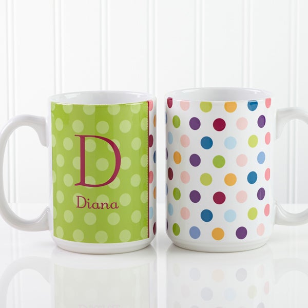 Polka Dot Personalized Coffee Mugs - 7799