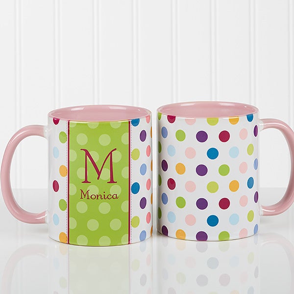 Polka Dot Personalized Coffee Mugs - 7799