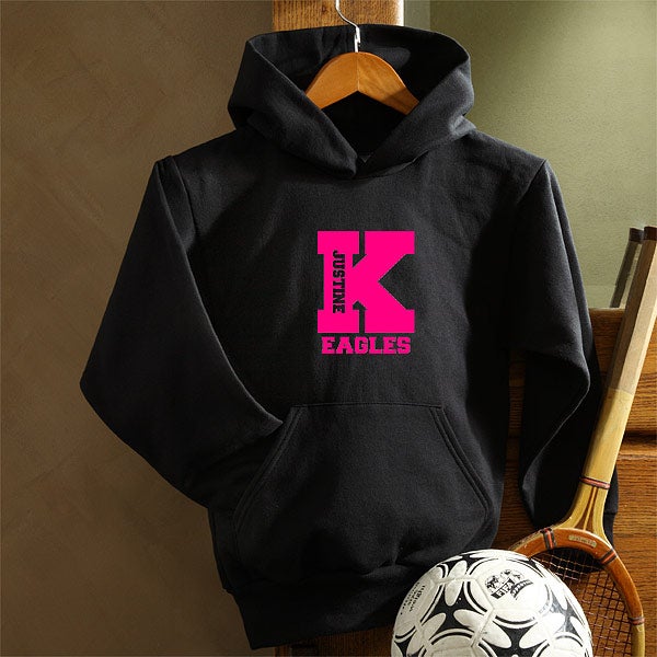 Girls Sports Team Personalized Black Hoodie