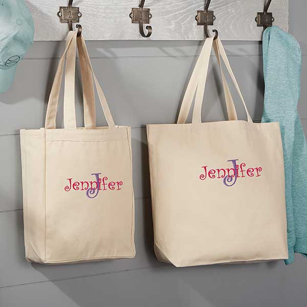 Free personalizing machine embroidery Grandson canvas tote