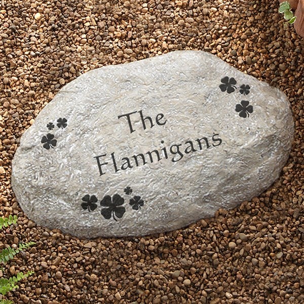 Irish Clover Custom Family Name Personalized Garden Stones