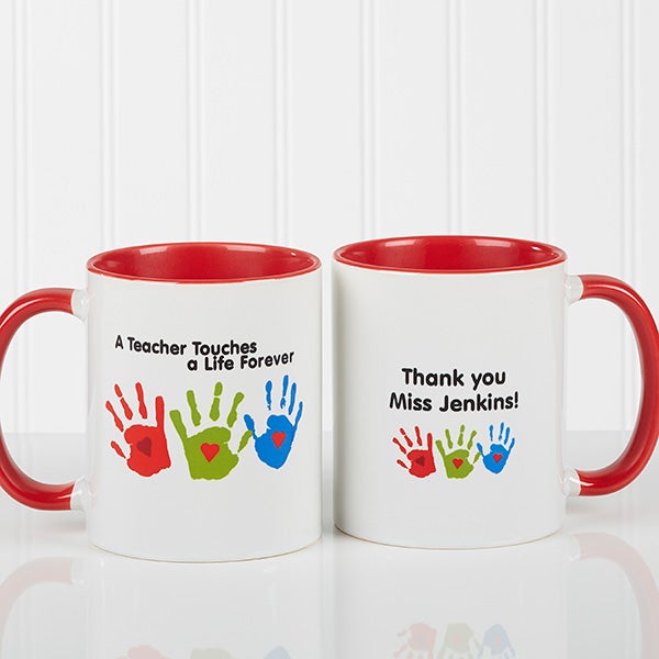 Personalized Teacher Coffee Mug - Kids Handprints - 8027