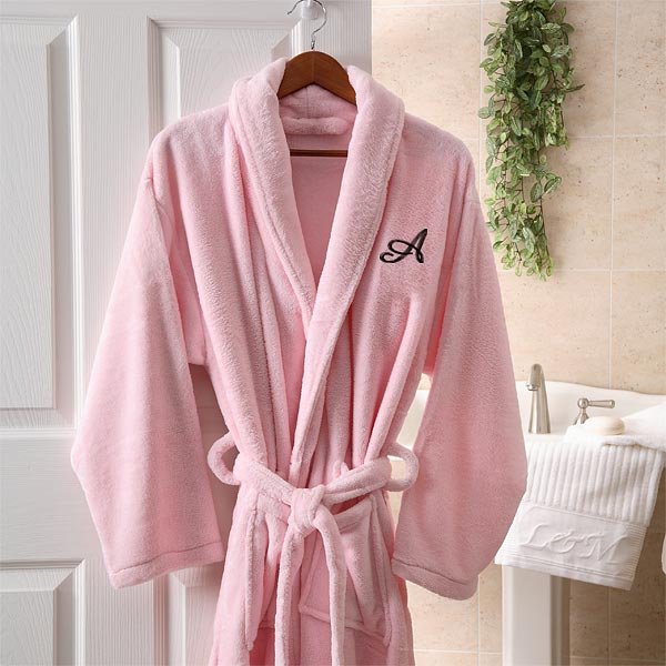 Women's Personalized Spa Robe - Pink Microfleece