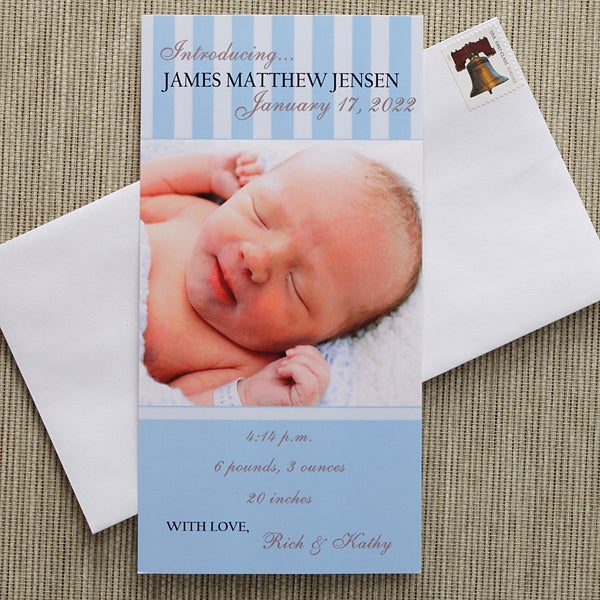 Photo Personalized Birth Announcements - Introducing Baby - 8091