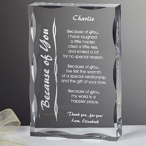 Personalized Poetry Gifts - Engraved Glass Sculpture - 8096