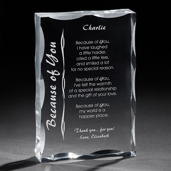 Personalized Poetry Gifts - Engraved Glass Sculpture - 8096