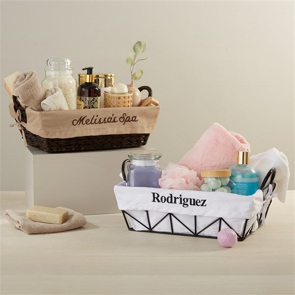 Personalized Wicker Basket with Embroidered Name