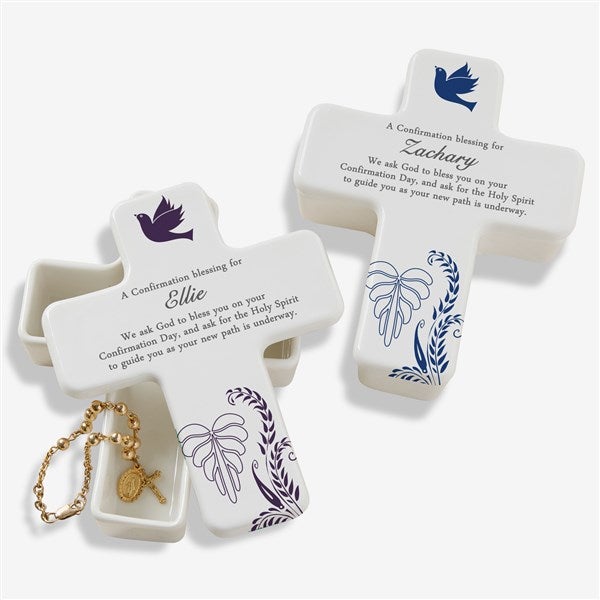 Personalized Ceramic Cross Box - Confirmation Blessings - 8189