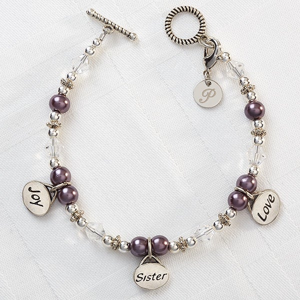 Personalized Charm Bracelet Joy Sister Love Personalized Charm Bracelet Joy Sister Love 8251