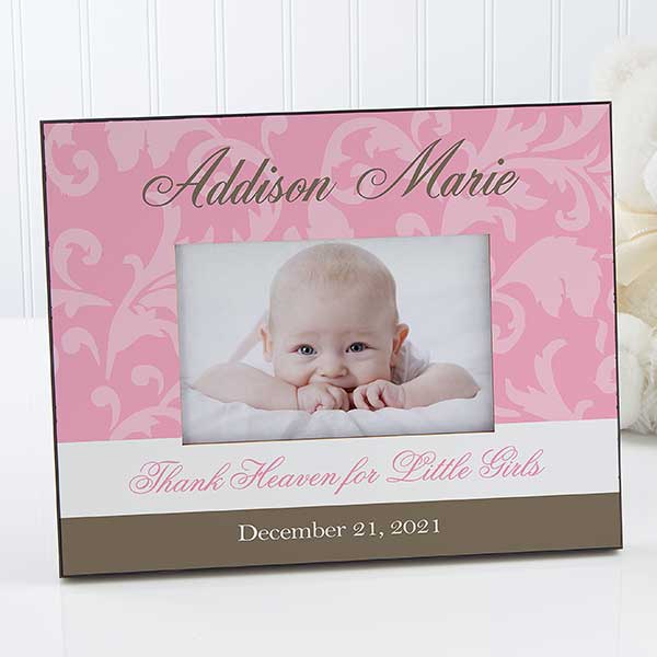 Personalized Baby Picture Frame Floral Damask
