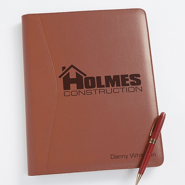 Business Logo Personalized Leather Portfolio - 8551