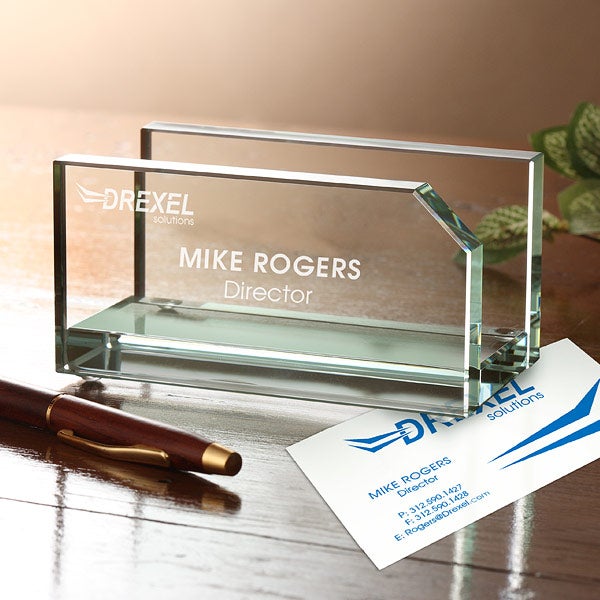 Personalized Logo Glass Business Card Holders - 8554