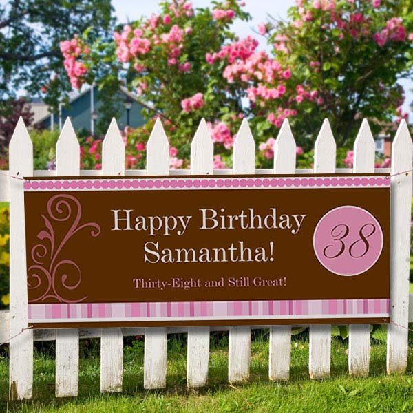 Personalized Birthday Banner - Women's Floral Design - 8640